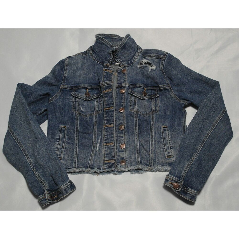 Maurices SZ M Womens Denim Jean Jacket Distressed